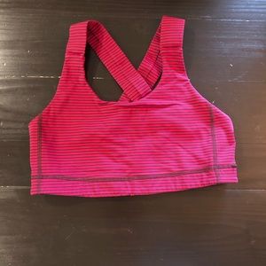 Lululemon cross back striped pink sports bra